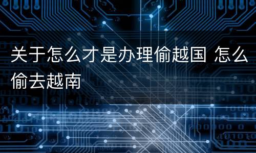 关于怎么才是办理偷越国 怎么偷去越南