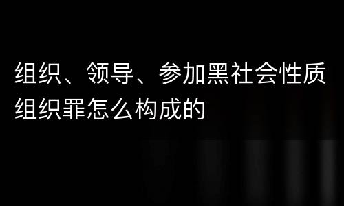 组织、领导、参加黑社会性质组织罪怎么构成的