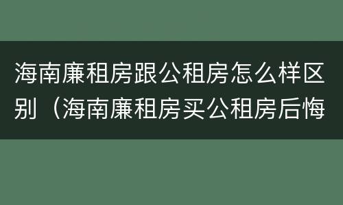 海南廉租房跟公租房怎么样区别（海南廉租房买公租房后悔了）
