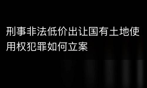 刑事非法低价出让国有土地使用权犯罪如何立案