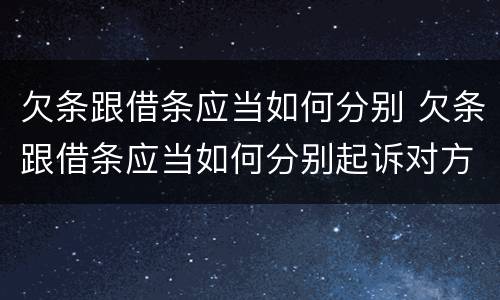 欠条跟借条应当如何分别 欠条跟借条应当如何分别起诉对方