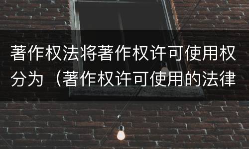 著作权法将著作权许可使用权分为（著作权许可使用的法律特征）