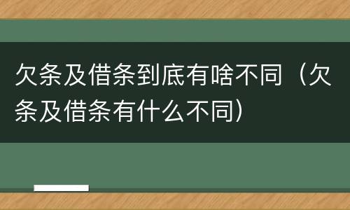 欠条及借条到底有啥不同（欠条及借条有什么不同）