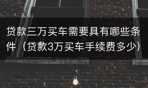 贷款三万买车需要具有哪些条件（贷款3万买车手续费多少）