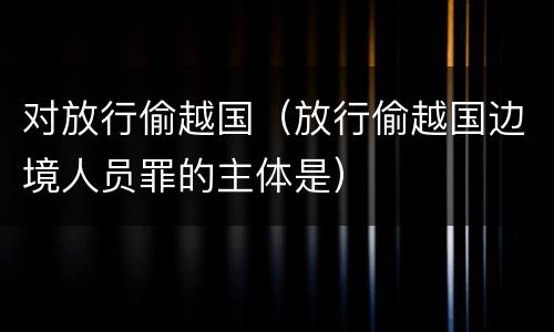 对放行偷越国（放行偷越国边境人员罪的主体是）