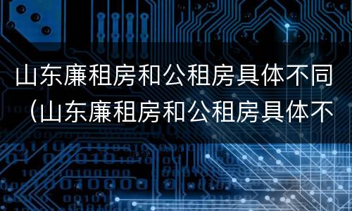 山东廉租房和公租房具体不同（山东廉租房和公租房具体不同吗）