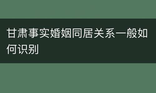 甘肃事实婚姻同居关系一般如何识别