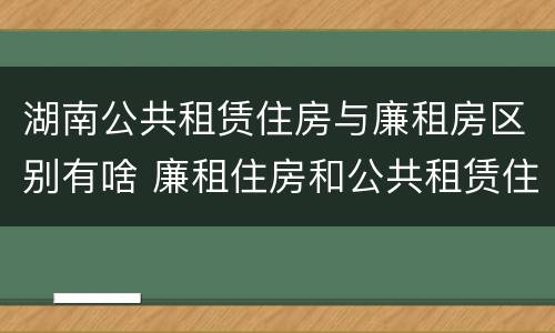 湖南公共租赁住房与廉租房区别有啥 廉租住房和公共租赁住房的区别