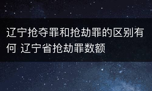 辽宁抢夺罪和抢劫罪的区别有何 辽宁省抢劫罪数额