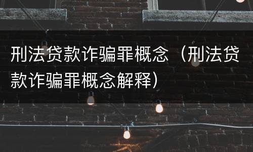 刑法贷款诈骗罪概念（刑法贷款诈骗罪概念解释）