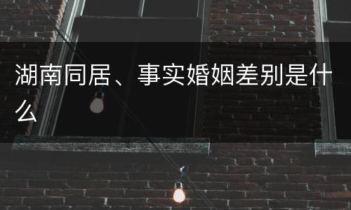 湖南同居、事实婚姻差别是什么