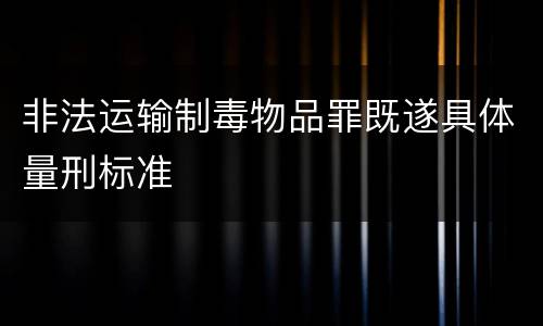 非法运输制毒物品罪既遂具体量刑标准