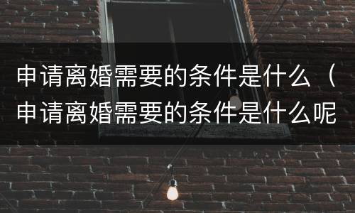 申请离婚需要的条件是什么（申请离婚需要的条件是什么呢）
