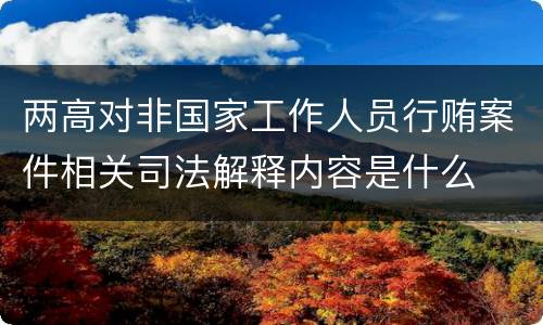 两高对非国家工作人员行贿案件相关司法解释内容是什么