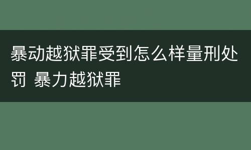 暴动越狱罪受到怎么样量刑处罚 暴力越狱罪