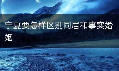 宁夏要怎样区别同居和事实婚姻