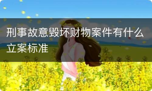 刑事故意毁坏财物案件有什么立案标准