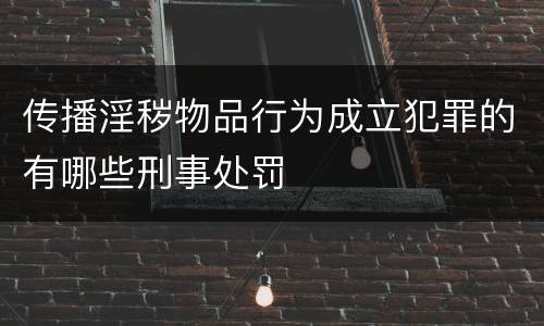 传播淫秽物品行为成立犯罪的有哪些刑事处罚