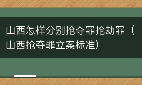 山西怎样分别抢夺罪抢劫罪（山西抢夺罪立案标准）
