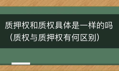 质押权和质权具体是一样的吗（质权与质押权有何区别）