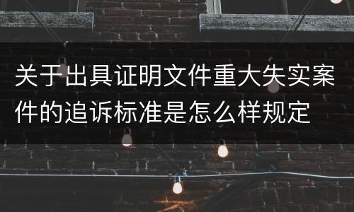 关于出具证明文件重大失实案件的追诉标准是怎么样规定