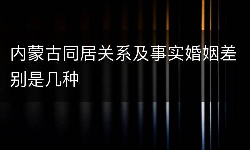 内蒙古同居关系及事实婚姻差别是几种