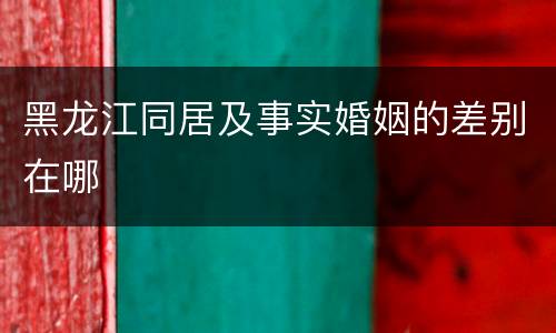 黑龙江同居及事实婚姻的差别在哪