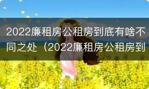 2022廉租房公租房到底有啥不同之处（2022廉租房公租房到底有啥不同之处呀）