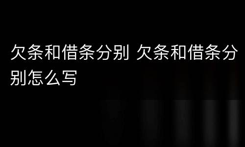 欠条和借条分别 欠条和借条分别怎么写