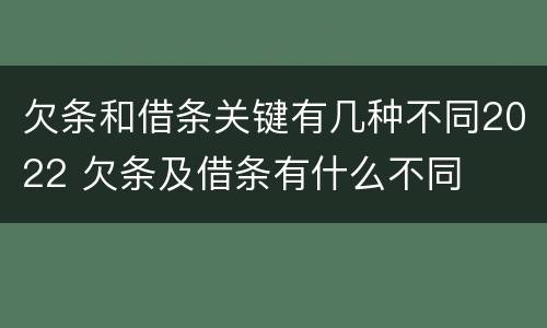 欠条和借条关键有几种不同2022 欠条及借条有什么不同