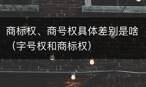 商标权、商号权具体差别是啥（字号权和商标权）