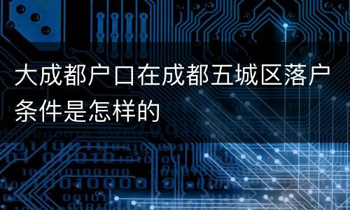 大成都户口在成都五城区落户条件是怎样的