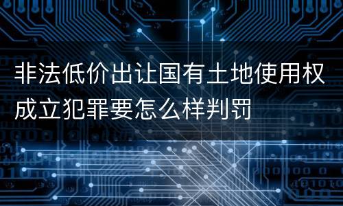 非法低价出让国有土地使用权成立犯罪要怎么样判罚