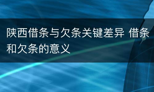 陕西借条与欠条关键差异 借条和欠条的意义