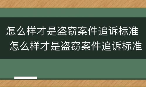 怎么样才是盗窃案件追诉标准 怎么样才是盗窃案件追诉标准呢