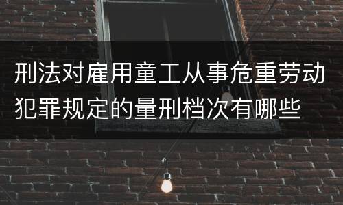 刑法对雇用童工从事危重劳动犯罪规定的量刑档次有哪些