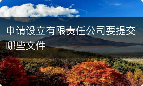 申请设立有限责任公司要提交哪些文件