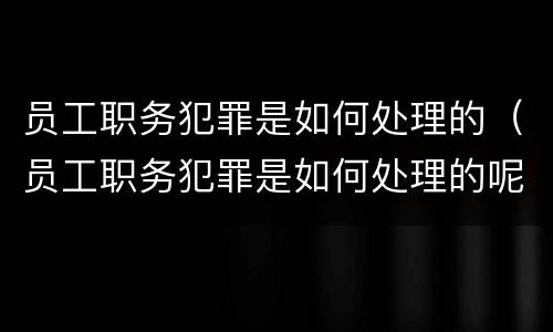 员工职务犯罪是如何处理的（员工职务犯罪是如何处理的呢）