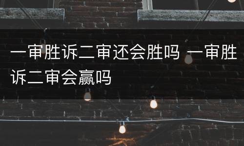 一审胜诉二审还会胜吗 一审胜诉二审会赢吗