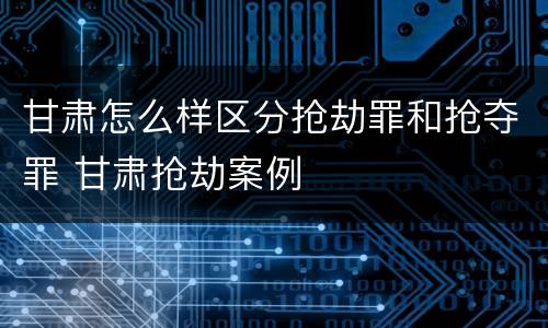 甘肃怎么样区分抢劫罪和抢夺罪 甘肃抢劫案例