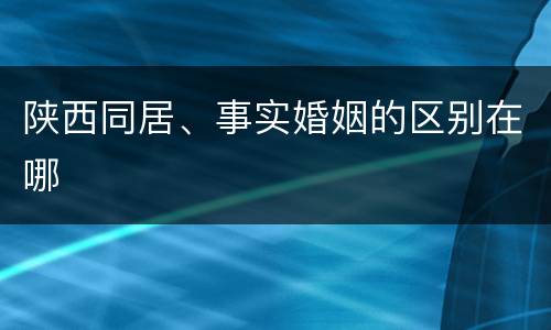 陕西同居、事实婚姻的区别在哪