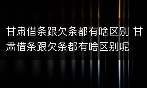 甘肃借条跟欠条都有啥区别 甘肃借条跟欠条都有啥区别呢