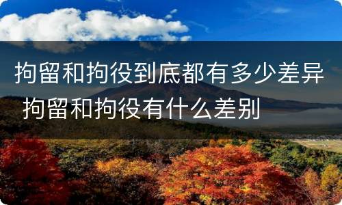 拘留和拘役到底都有多少差异 拘留和拘役有什么差别