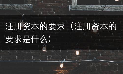 注册资本的要求（注册资本的要求是什么）
