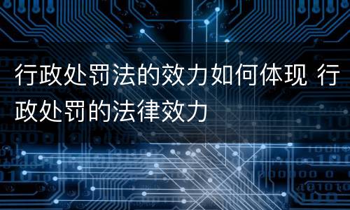 行政处罚法的效力如何体现 行政处罚的法律效力