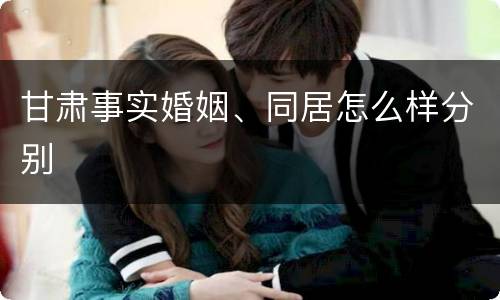 甘肃事实婚姻、同居怎么样分别