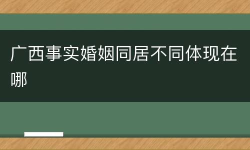 广西事实婚姻同居不同体现在哪