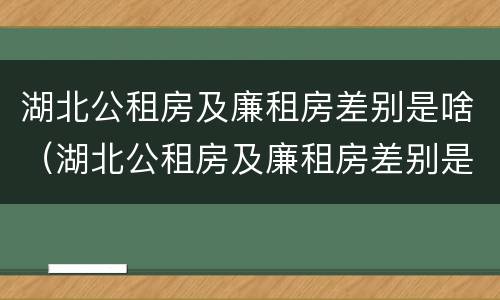 湖北公租房及廉租房差别是啥（湖北公租房及廉租房差别是啥呀）