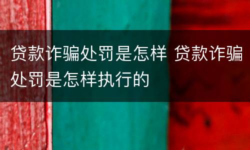 贷款诈骗处罚是怎样 贷款诈骗处罚是怎样执行的