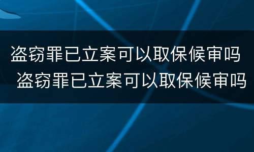 盗窃罪已立案可以取保候审吗 盗窃罪已立案可以取保候审吗